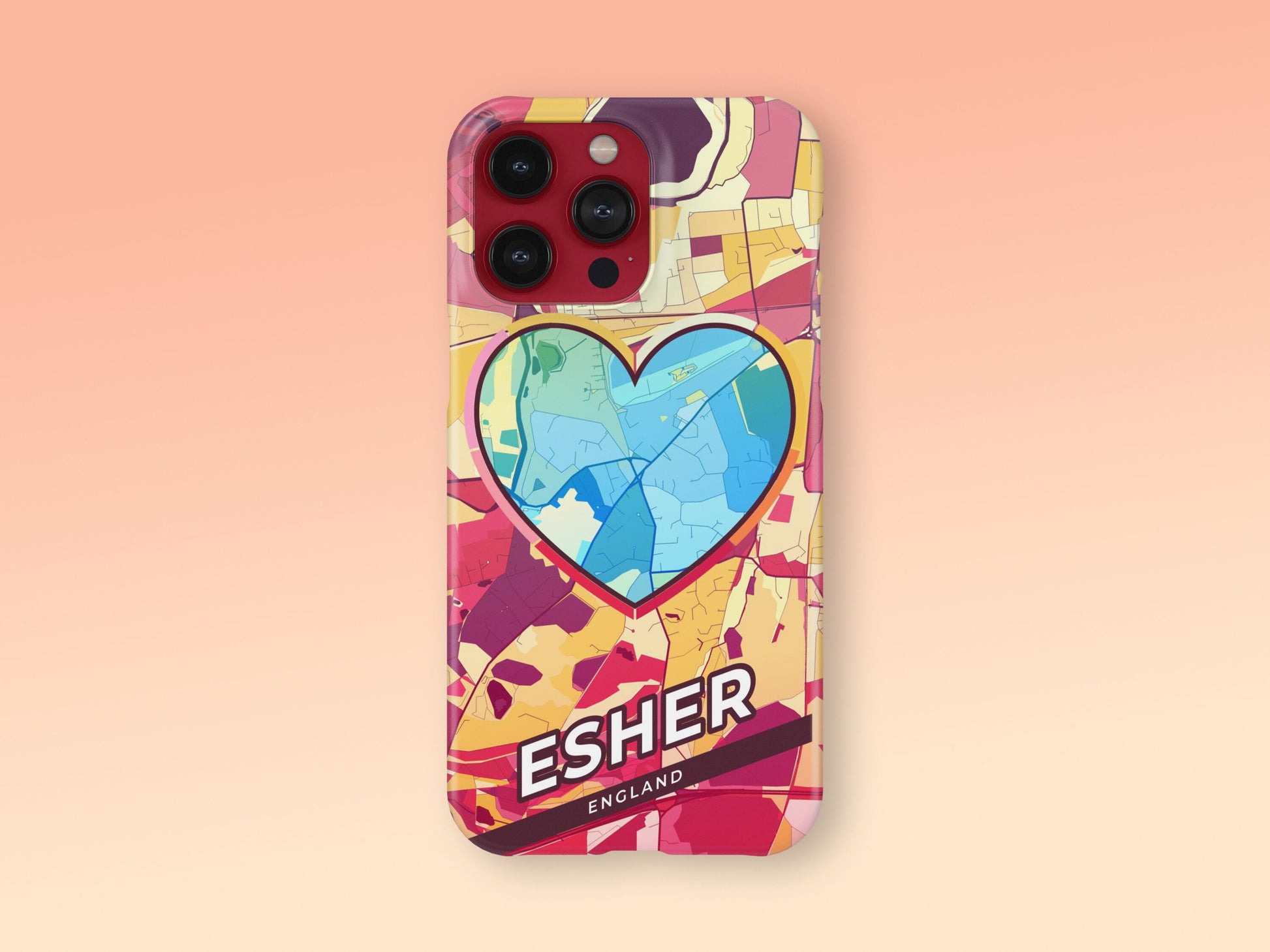 Esher England slim phone case with colorful icon. Birthday, wedding or housewarming gift. Couple match cases. 2
