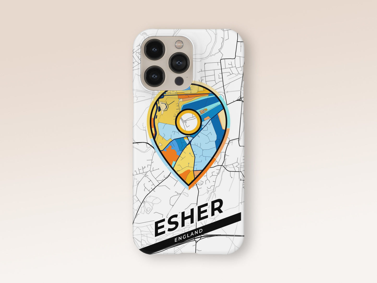 Esher England slim phone case with colorful icon. Birthday, wedding or housewarming gift. Couple match cases. 1