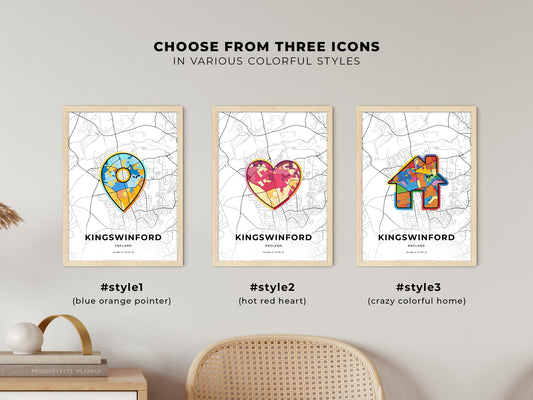 Kingswinford England maps with colorful icons
