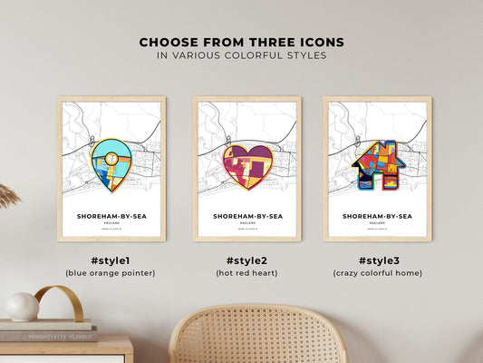 Shoreham-By-Sea England maps with colorful icons
