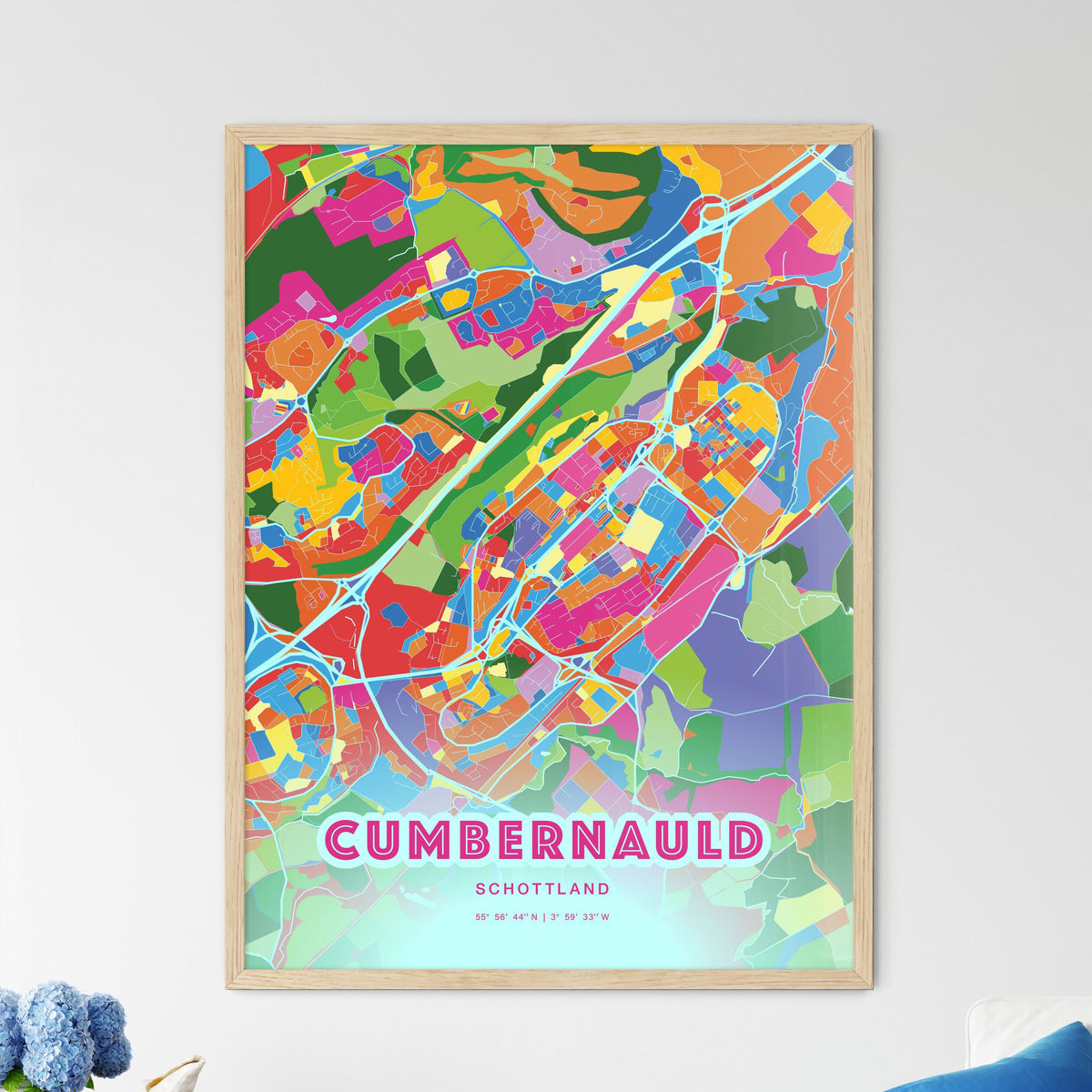 Colorful CUMBERNAULD SCOTLAND Fine Art Map Crazy Colors