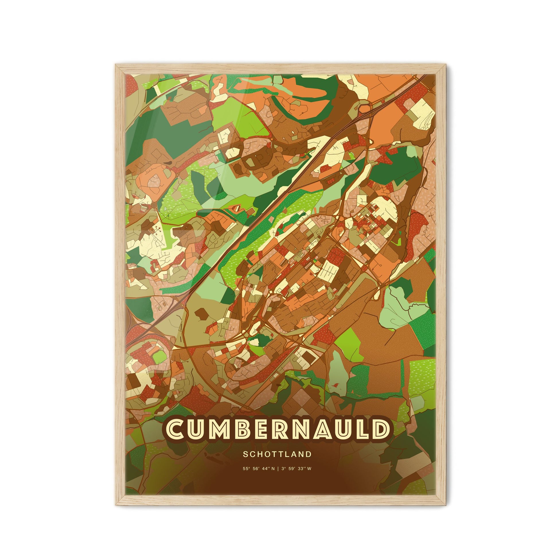 Colorful CUMBERNAULD SCOTLAND Fine Art Map Farmhouse