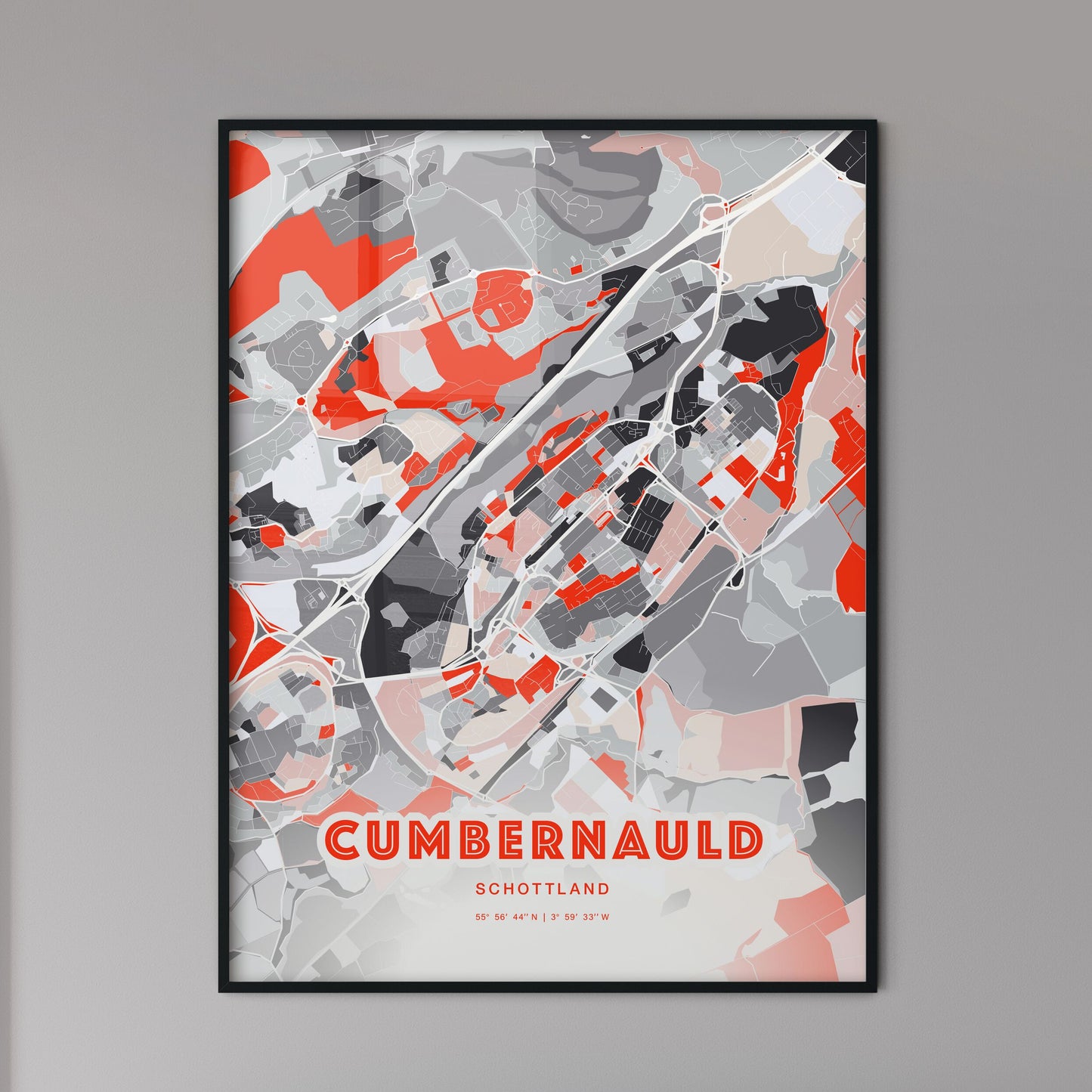 Colorful CUMBERNAULD SCOTLAND Fine Art Map Modern