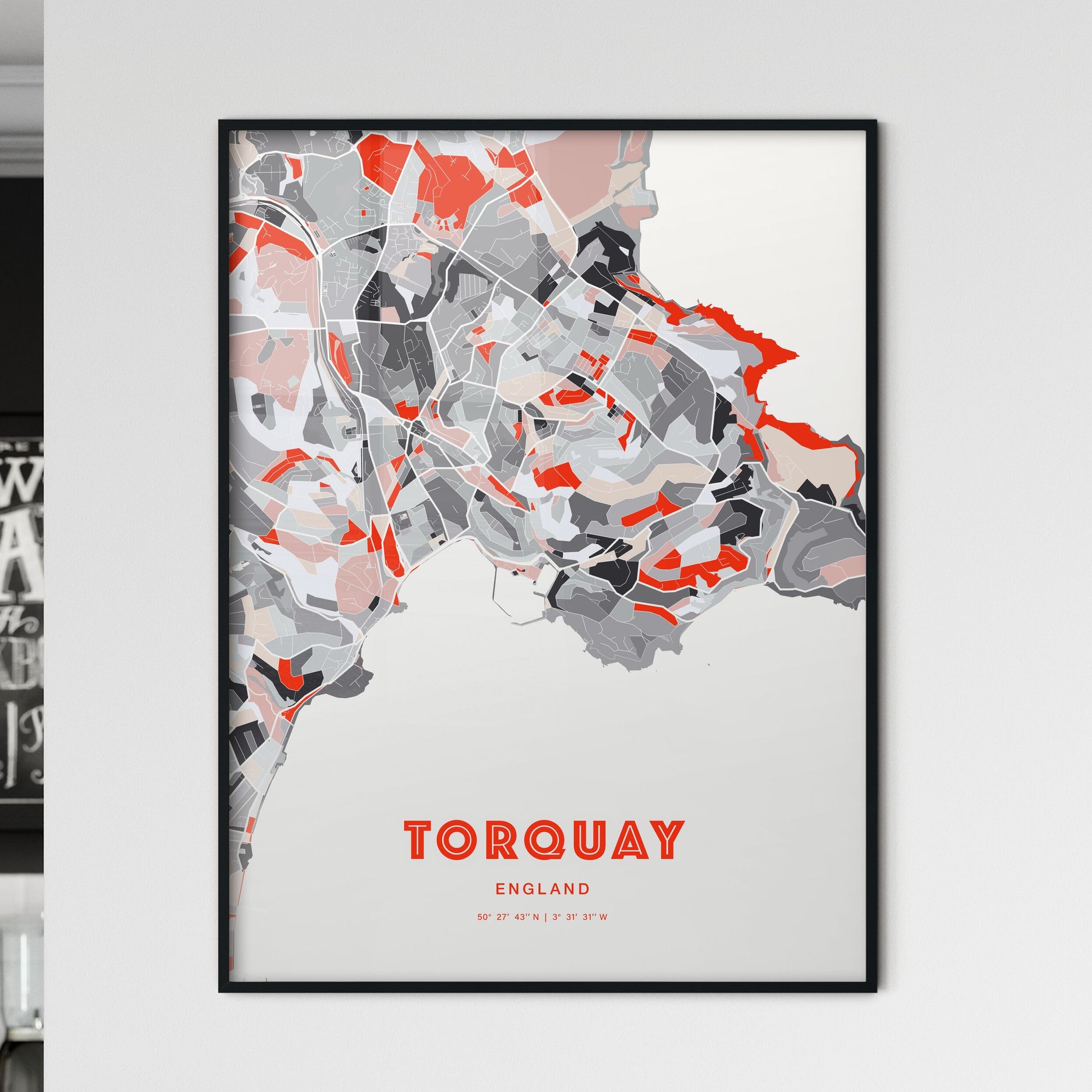 Colorful TORQUAY ENGLAND Fine Art Map Modern