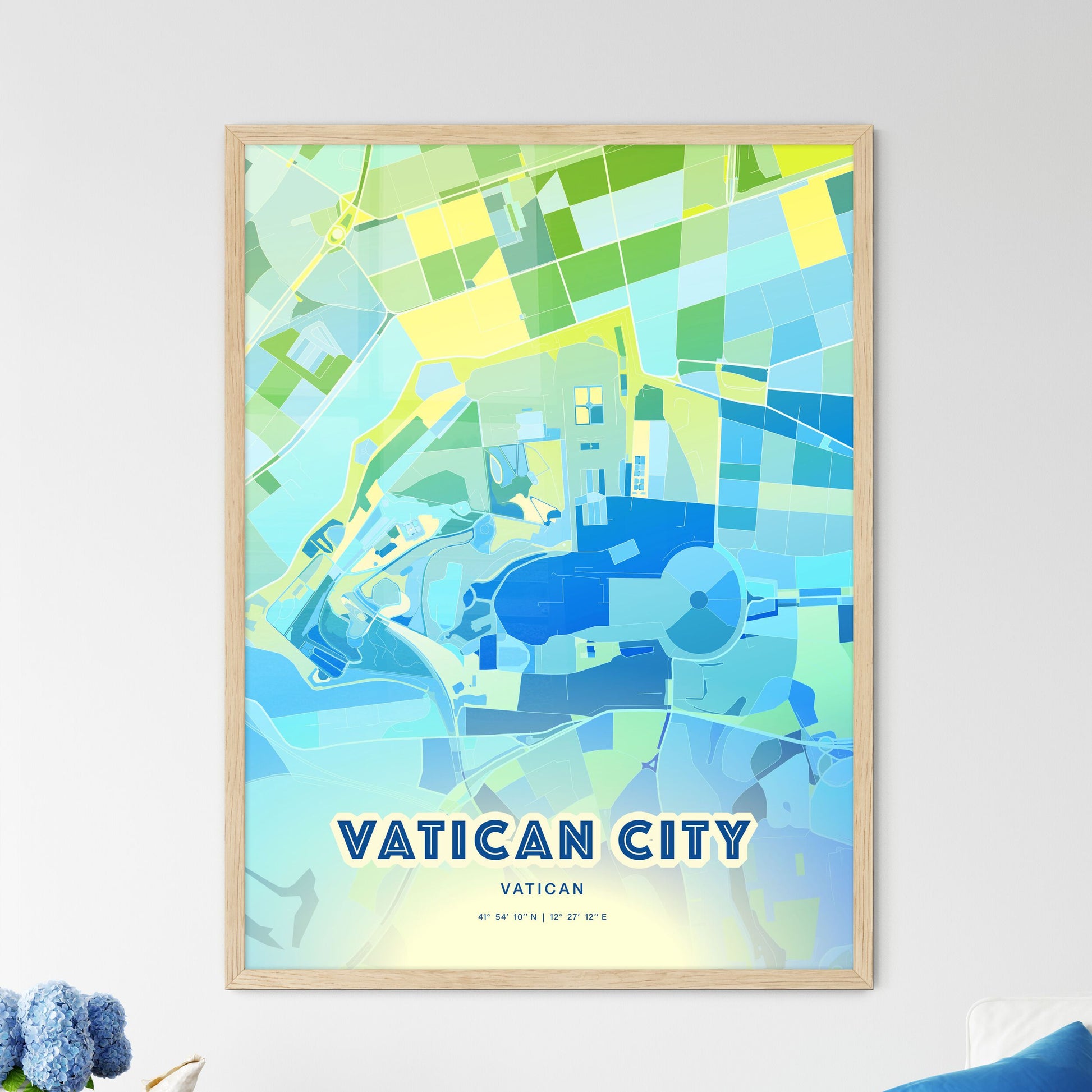 Colorful VATICAN CITY VATICAN Fine Art Map Cool Blue