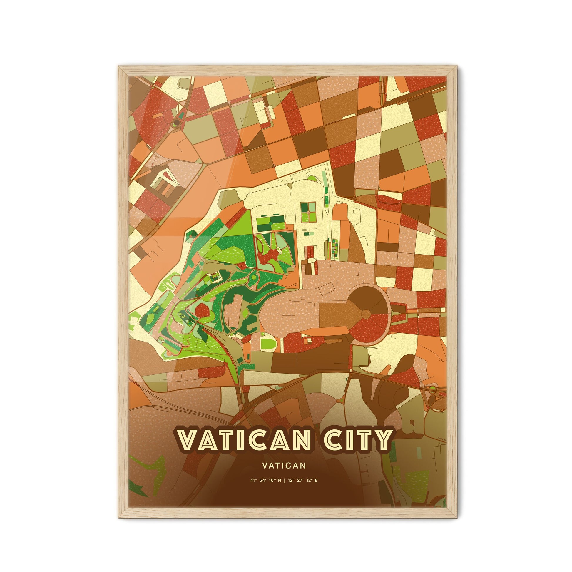 Colorful VATICAN CITY VATICAN Fine Art Map Farmhouse