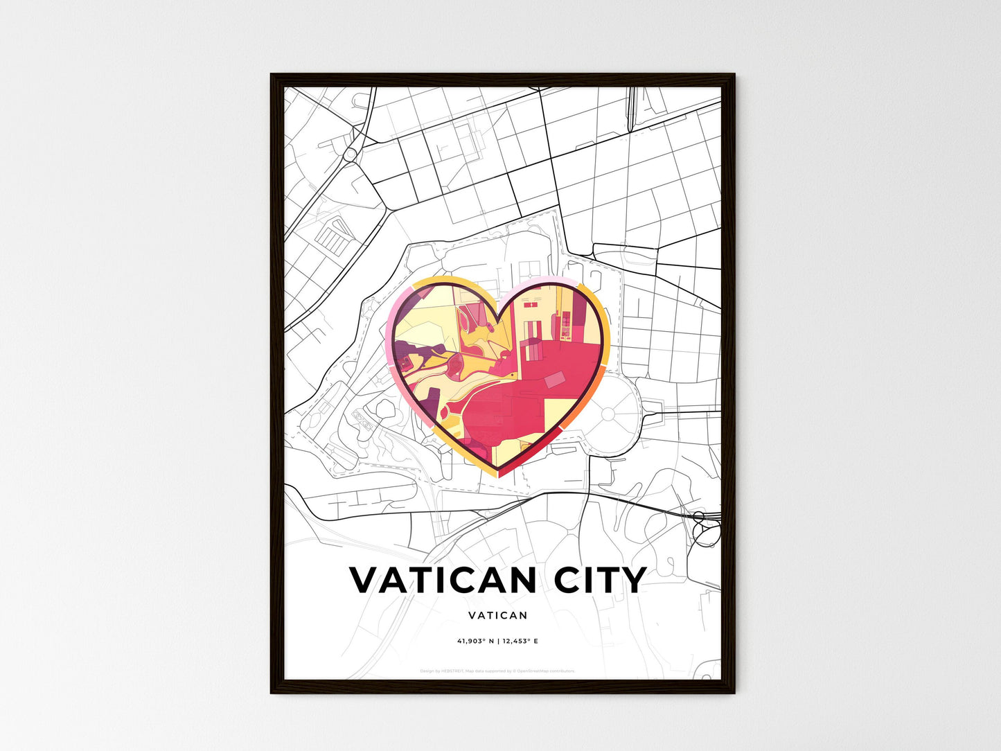 Vatican City Vatican wedding art map with heart icon