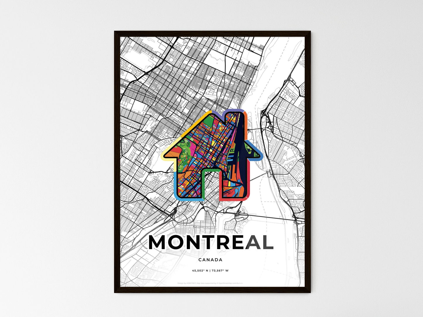 Montreal Canada wedding art map with home icon