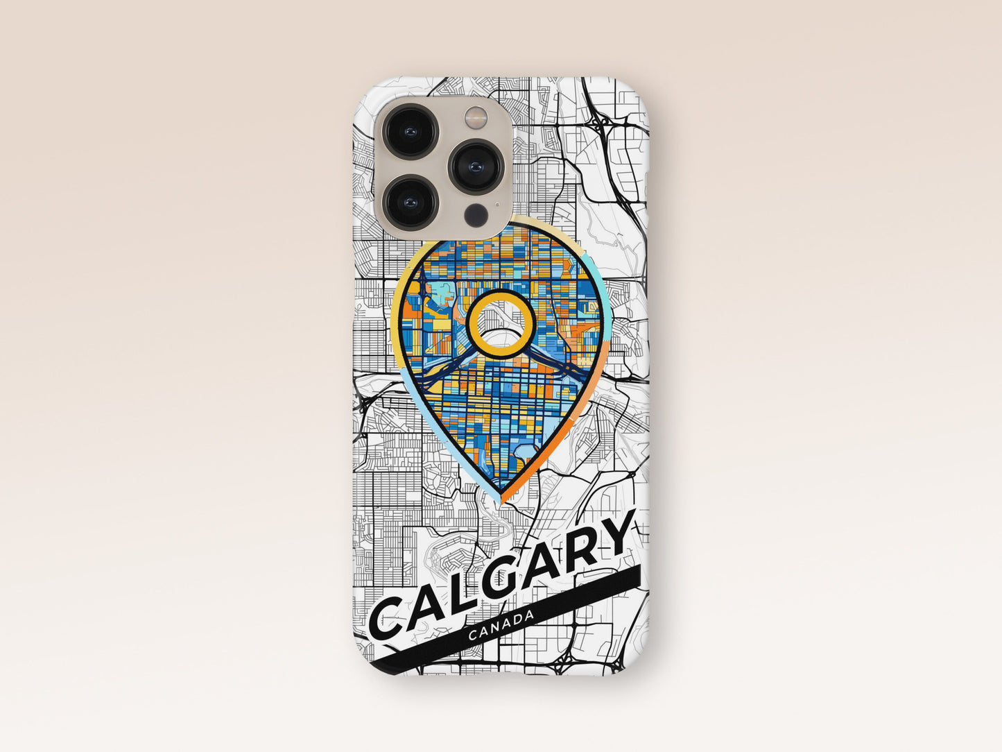 Calgary Canada slim phone case with colorful icon. Birthday, wedding or housewarming gift. Couple match cases. 1