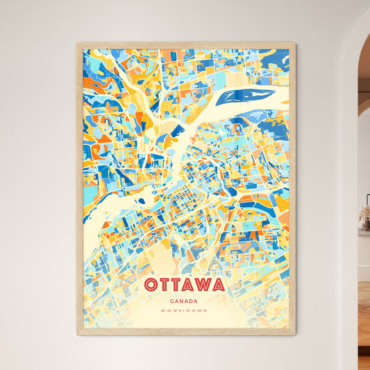 Colorful Ottawa Canada Fine Art Map Blue Orange