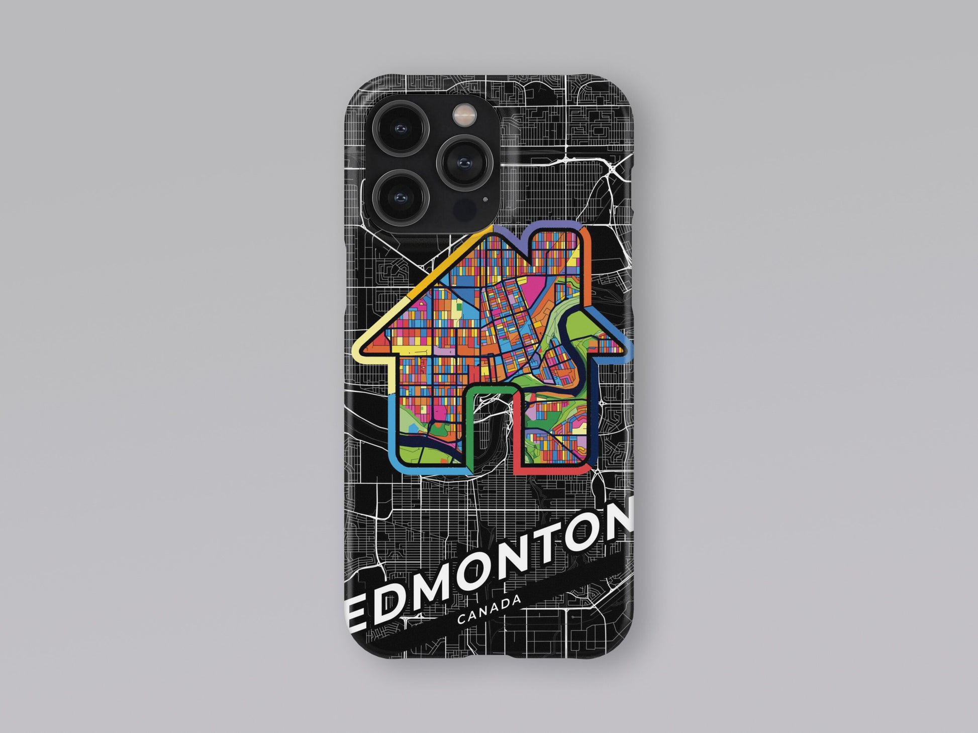 Edmonton Canada slim phone case with colorful icon. Birthday, wedding or housewarming gift. Couple match cases. 3