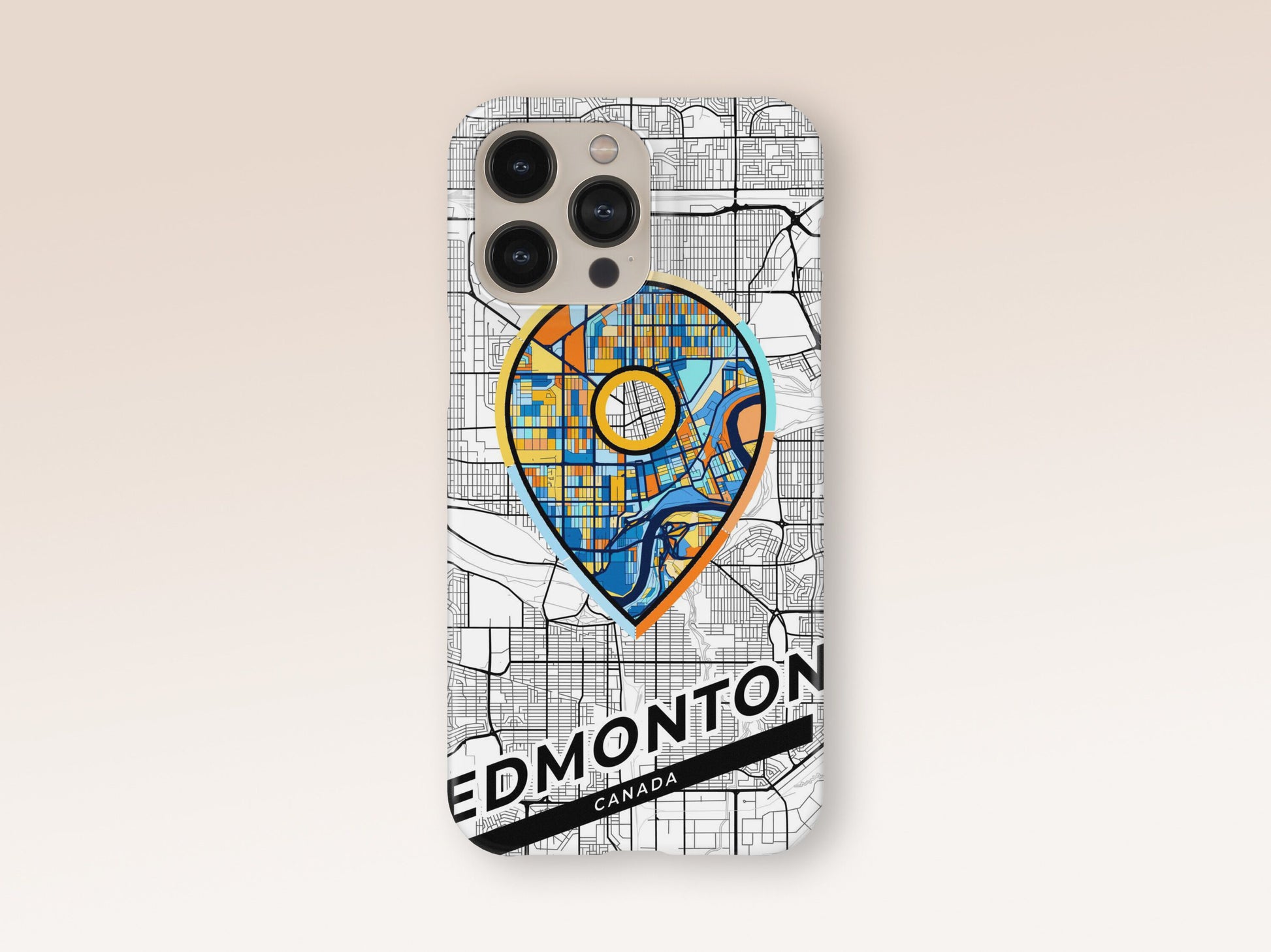 Edmonton Canada slim phone case with colorful icon. Birthday, wedding or housewarming gift. Couple match cases. 1