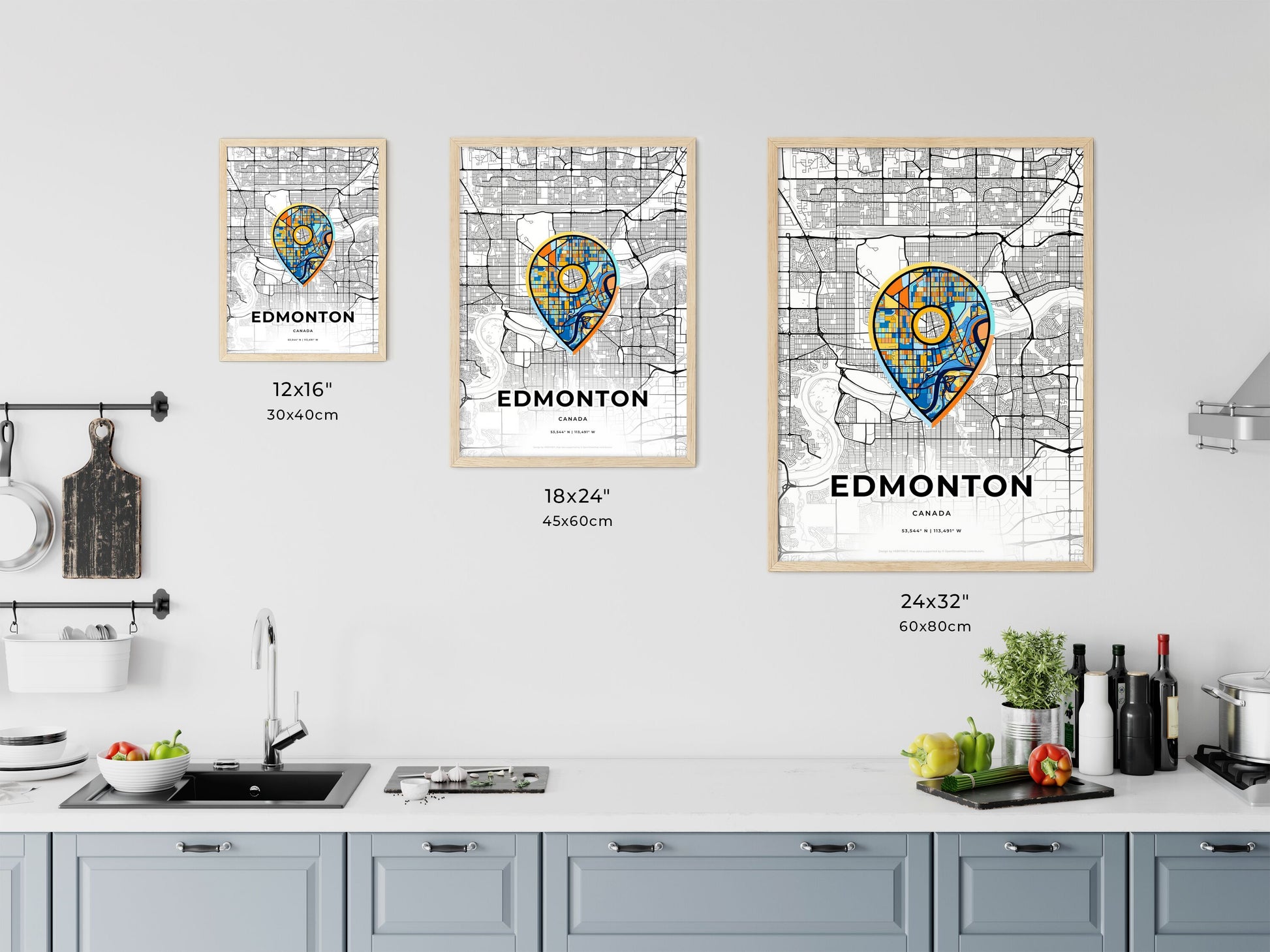 Edmonton Canada art map size chart