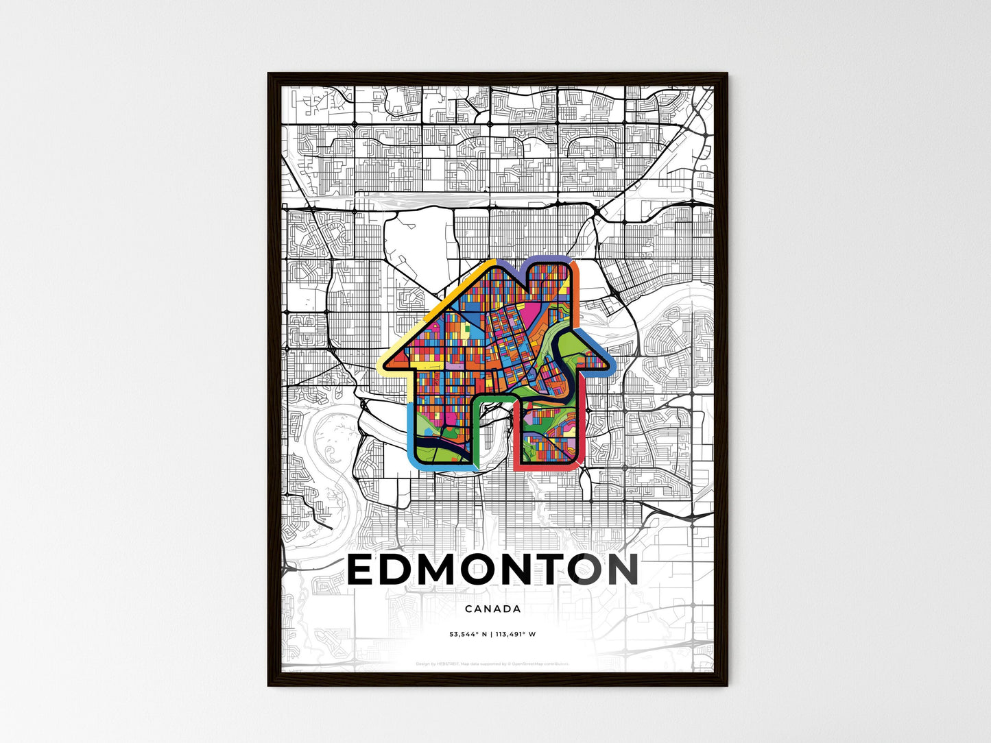 Edmonton Canada wedding art map with home icon