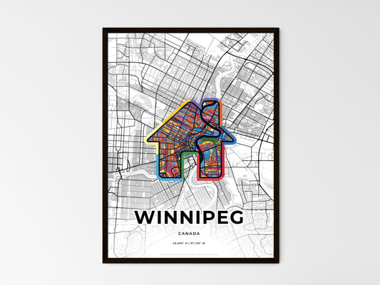 Winnipeg Canada wedding art map with home icon