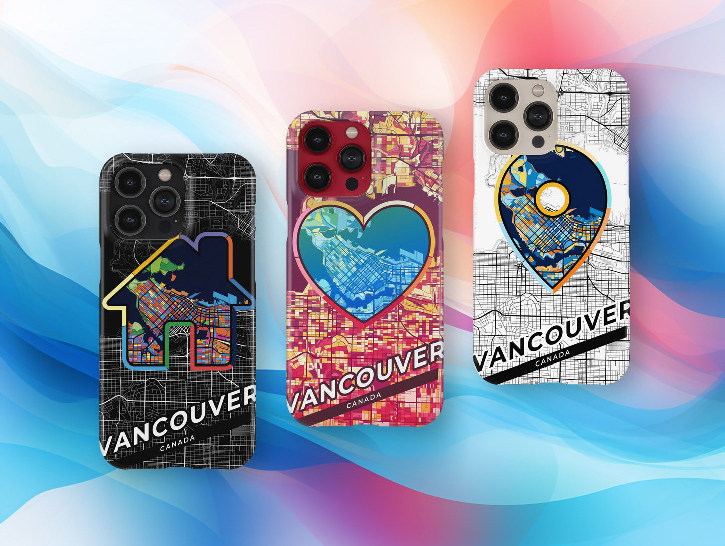 Vancouver Canada slim phone case with colorful icon