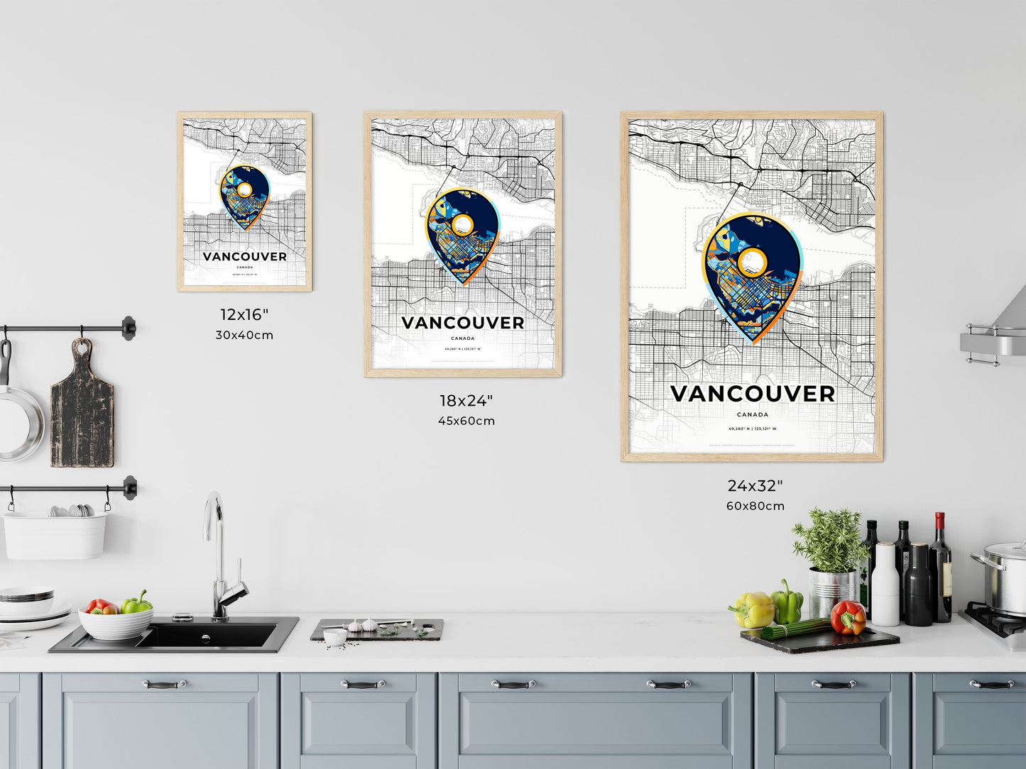 Vancouver Canada art map size chart