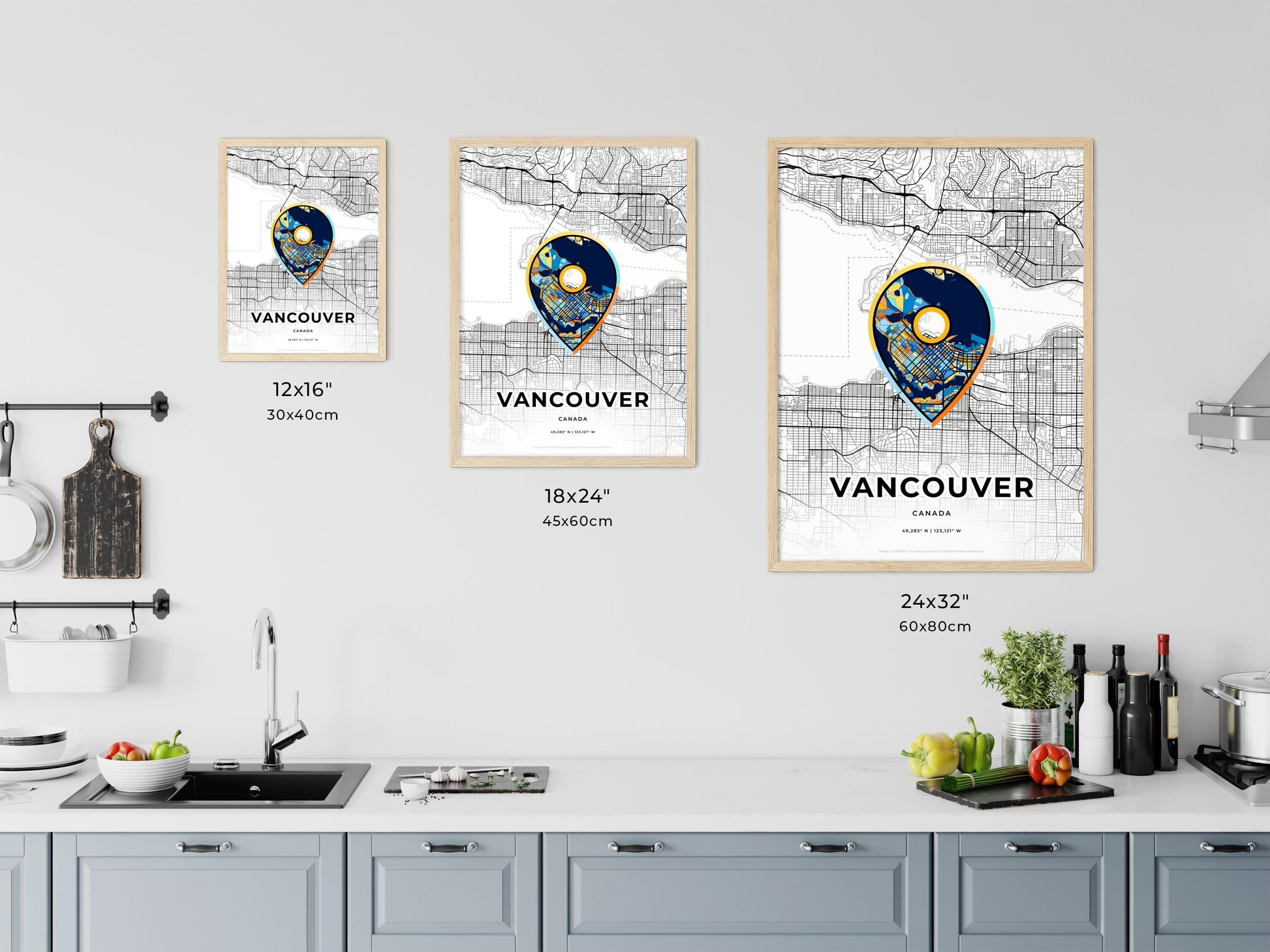 Vancouver Canada art map size chart