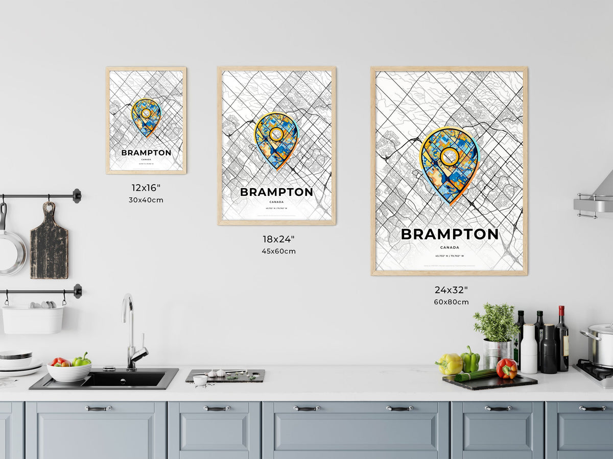 Brampton Canada art map size chart