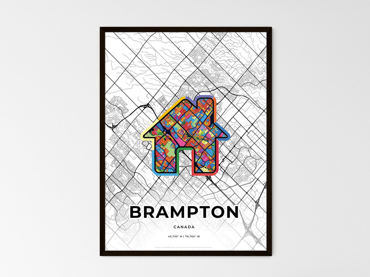 Brampton Canada wedding art map with home icon