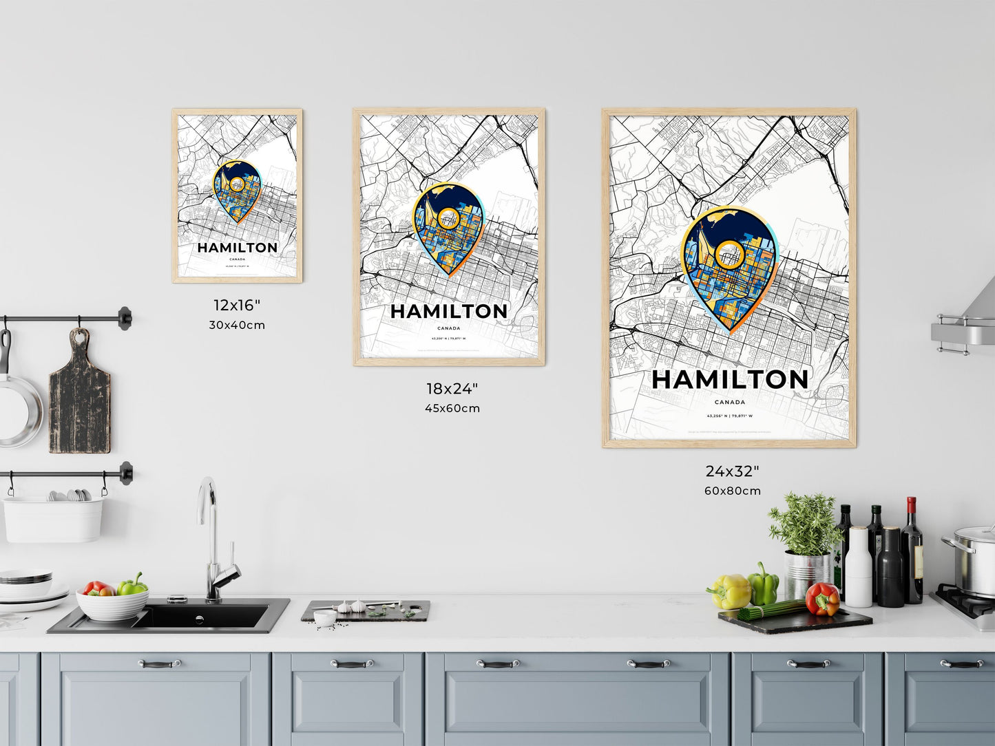 Hamilton Canada art map size chart