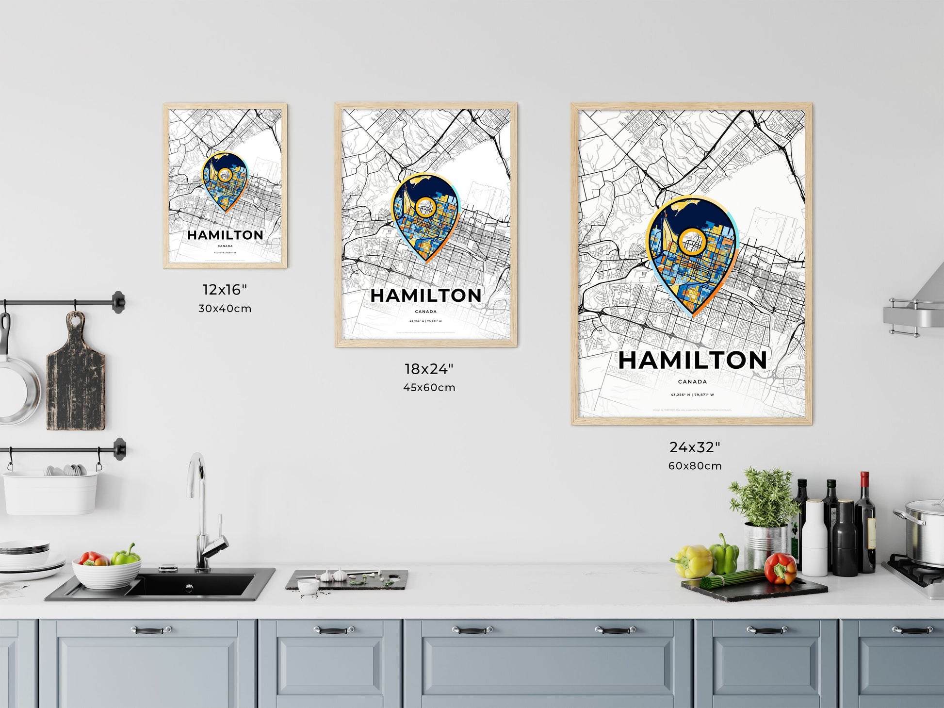 Hamilton Canada art map size chart