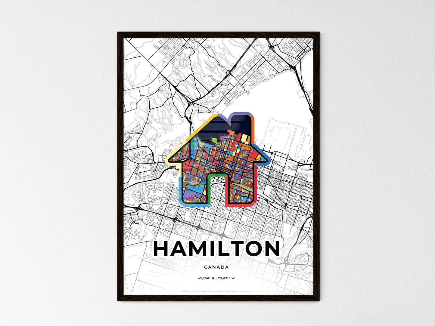 Hamilton Canada wedding art map with home icon