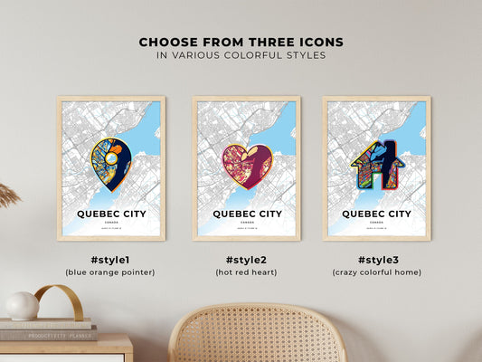 Quebec City Canada maps with colorful icons
