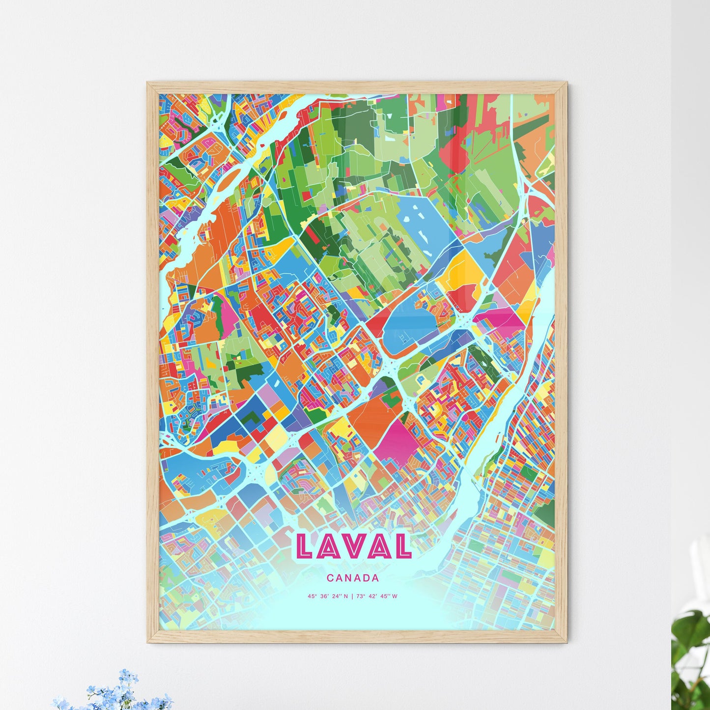 Colorful LAVAL CANADA Fine Art Map Crazy Colors