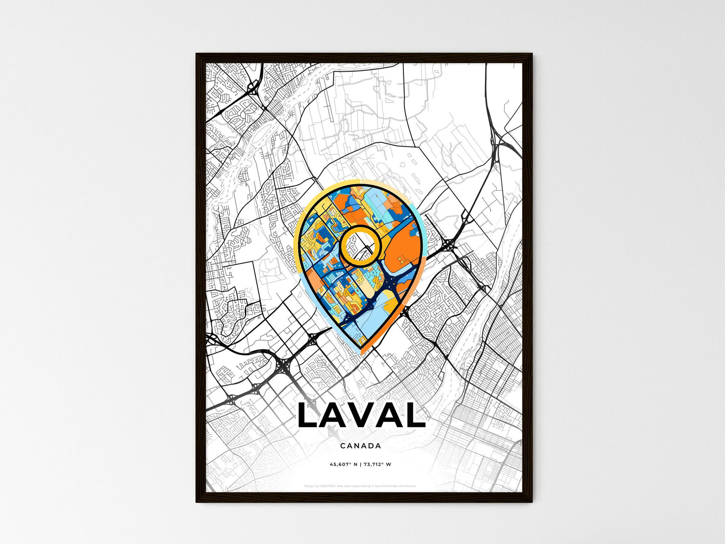 Laval Canada wedding art map with pointer icon