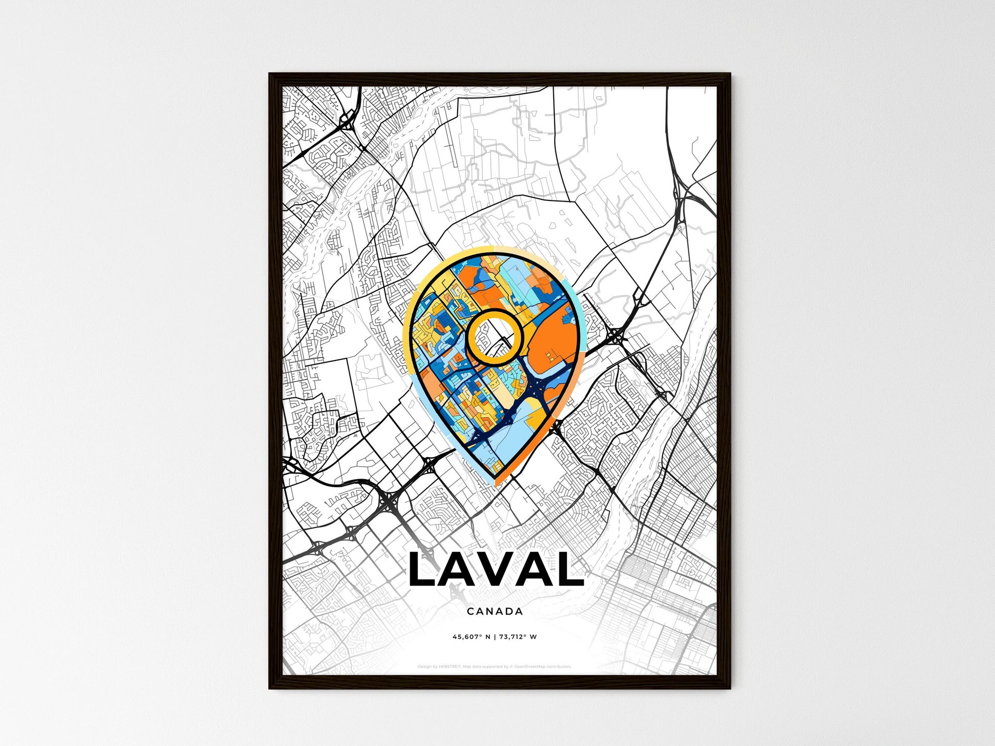 Laval Canada wedding art map with pointer icon