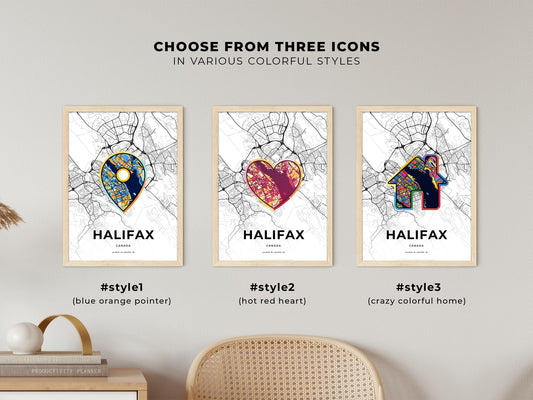Halifax Canada maps with colorful icons