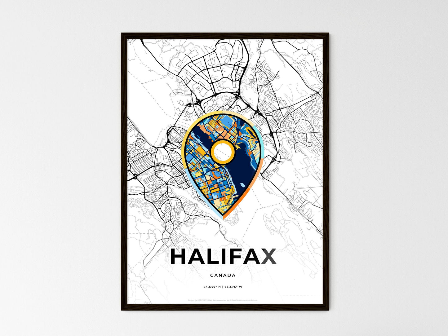 Halifax Canada wedding art map with pointer icon