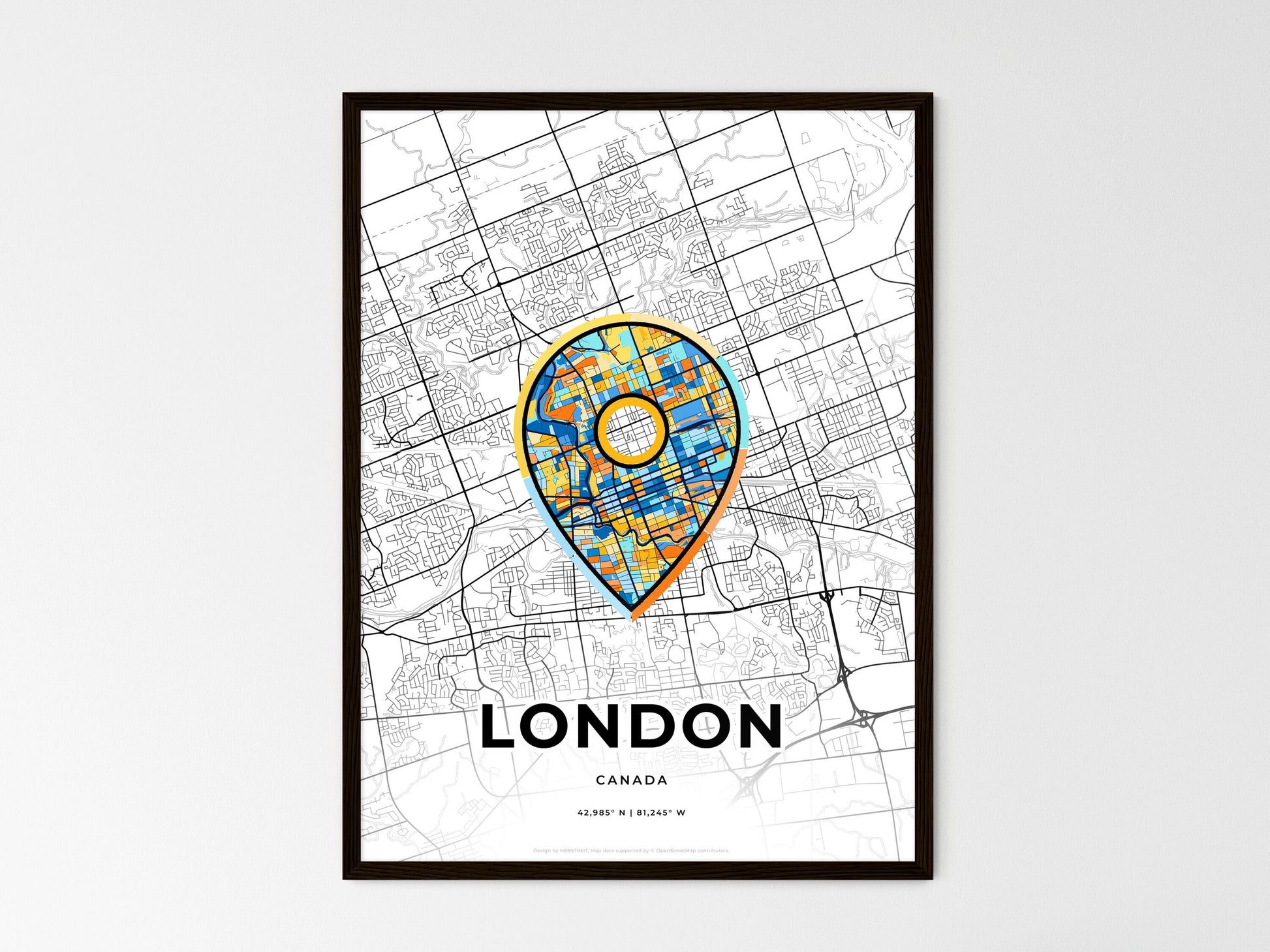 London Canada wedding art map with pointer icon