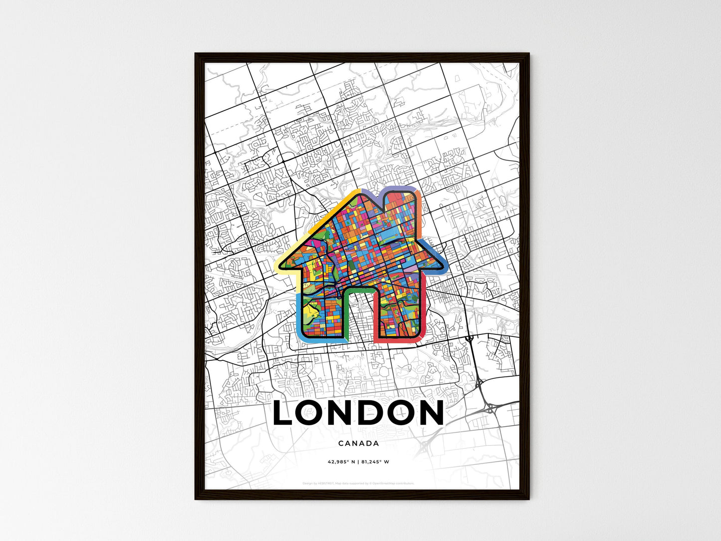 London Canada wedding art map with home icon