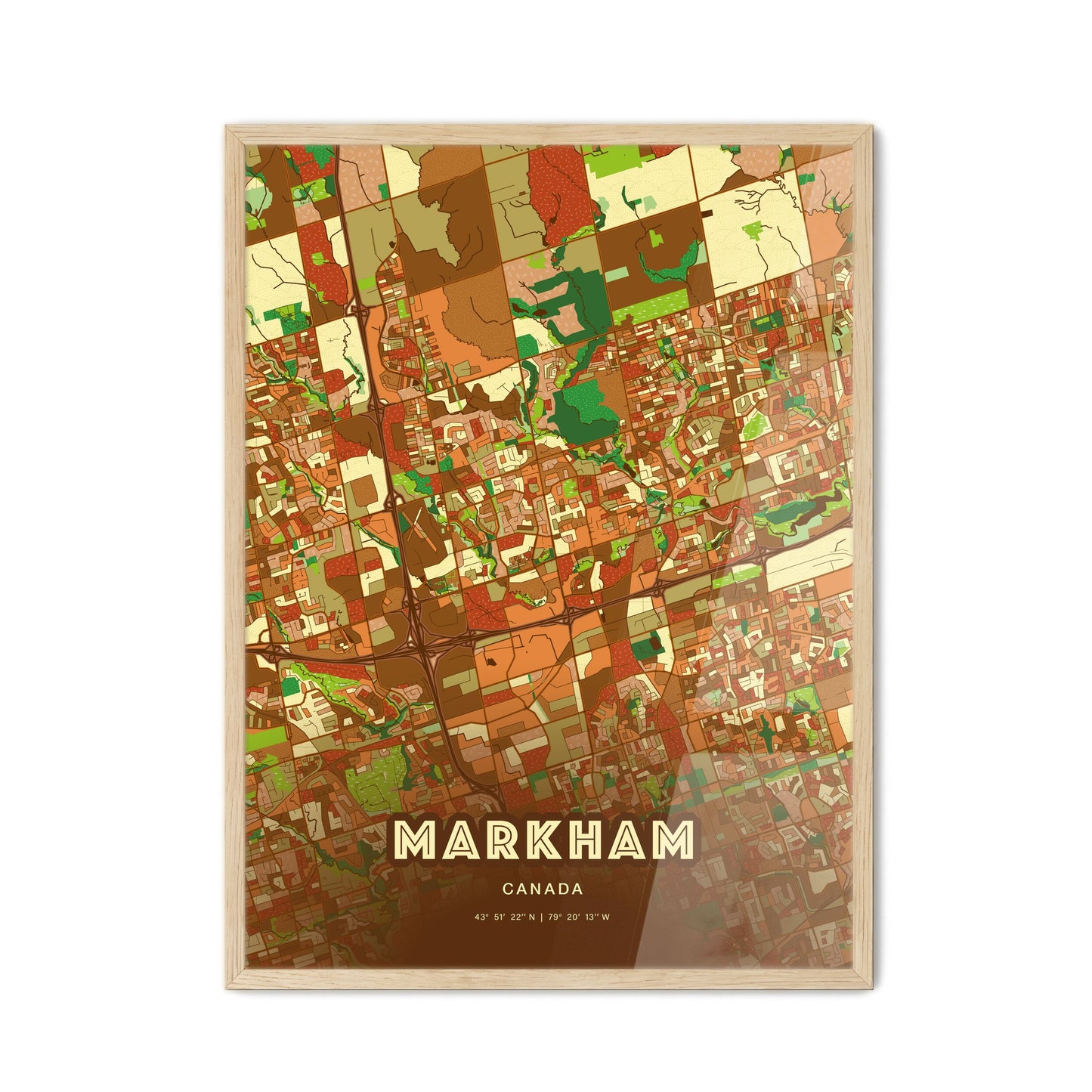 Colorful MARKHAM CANADA Fine Art Map Farmhouse