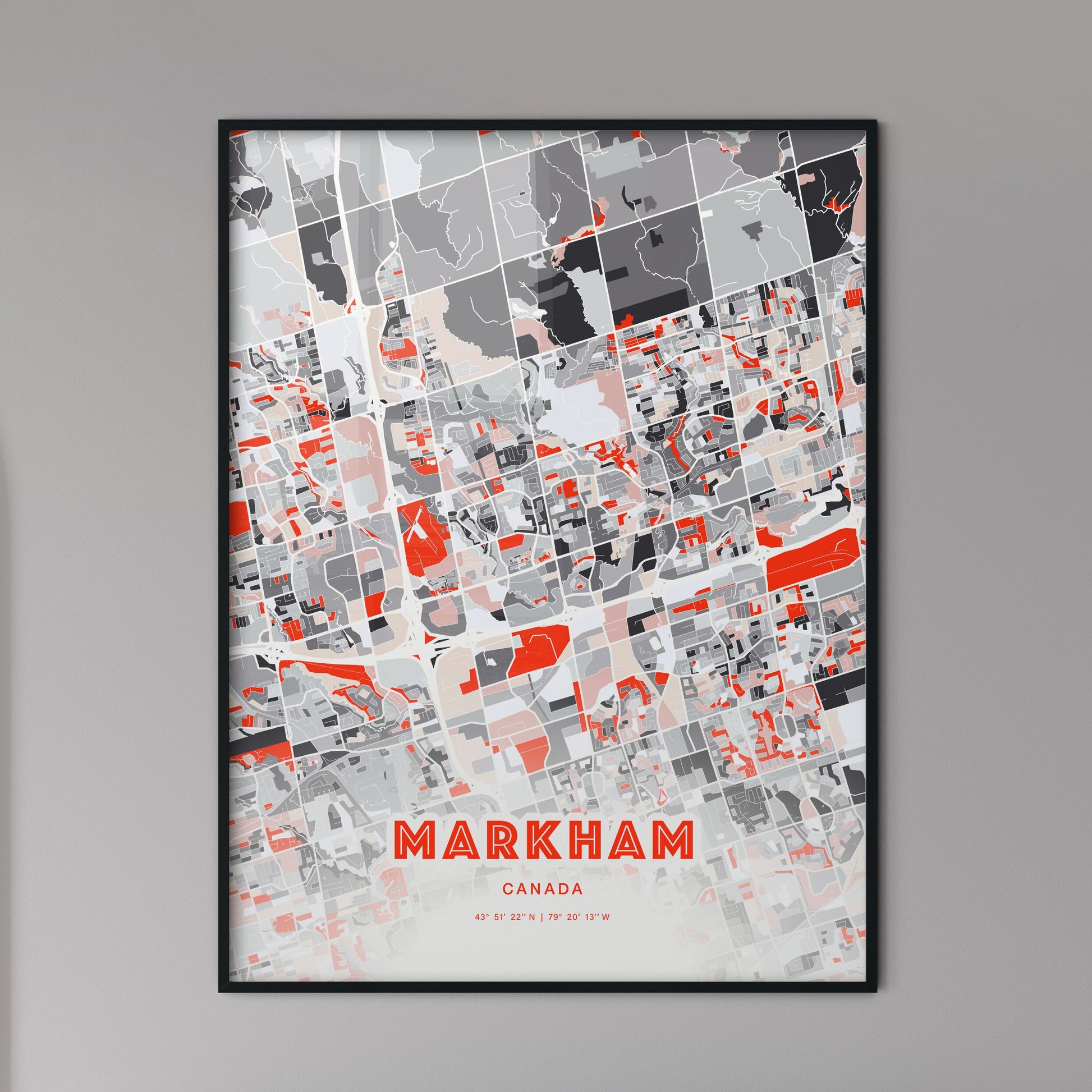 Colorful MARKHAM CANADA Fine Art Map Modern