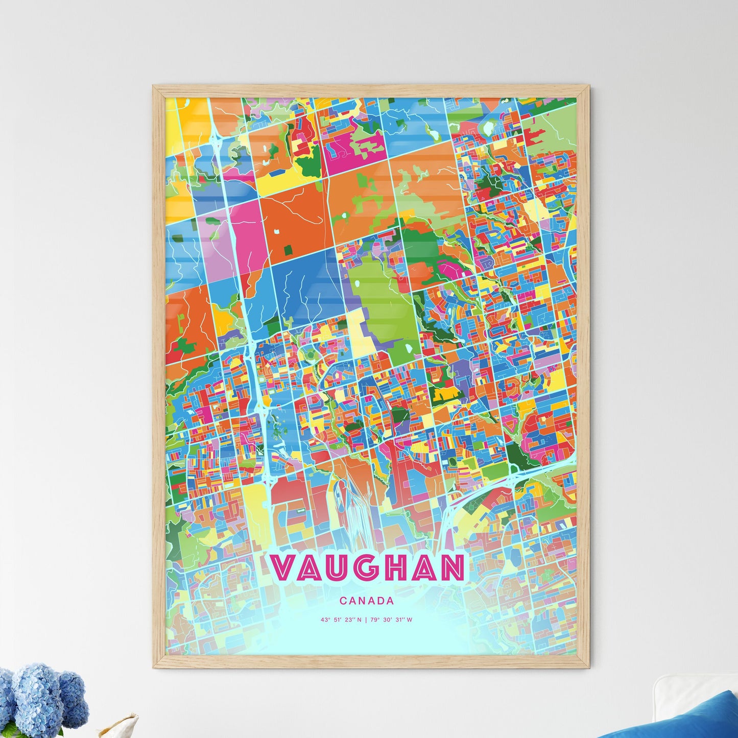 Colorful VAUGHAN CANADA Fine Art Map Crazy Colors