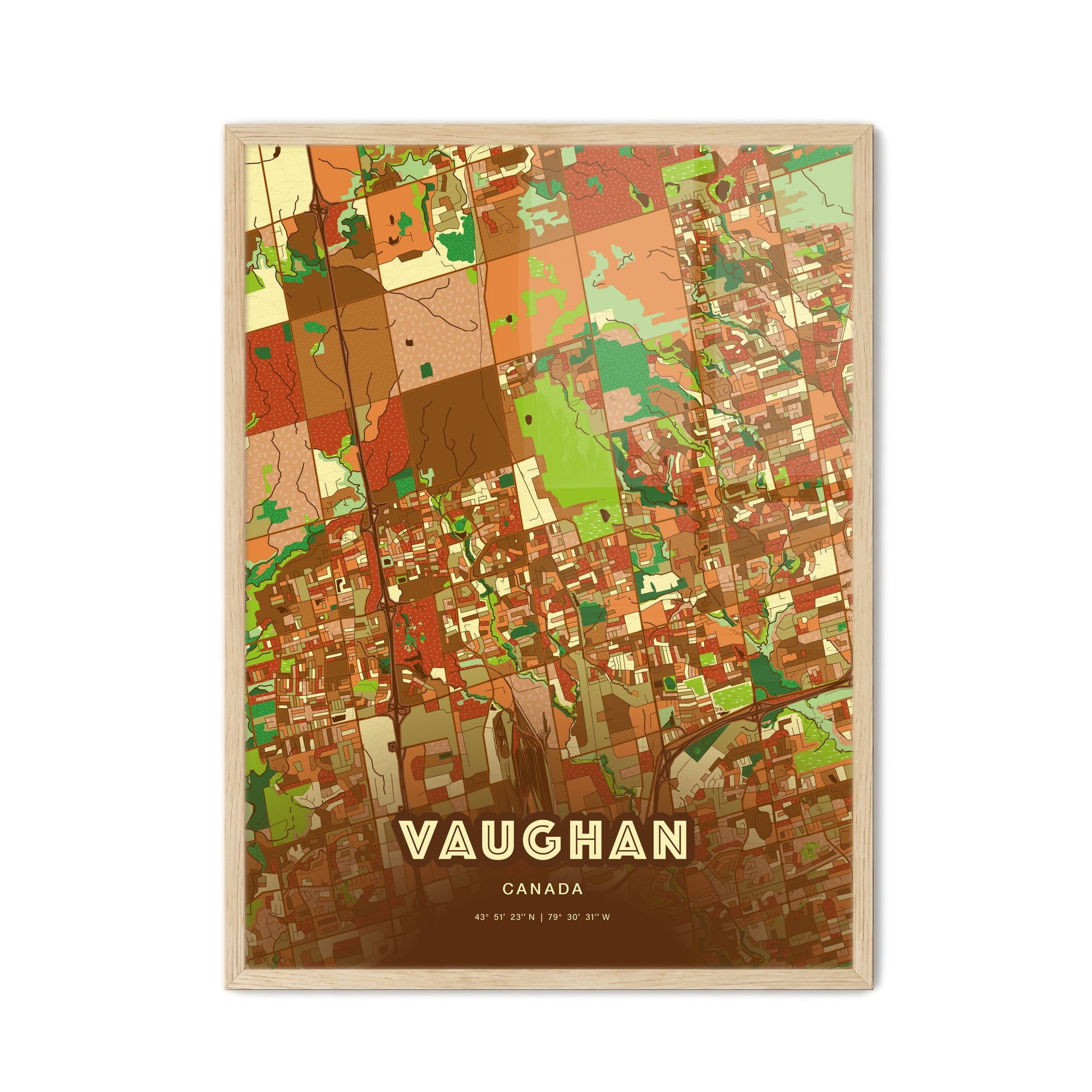 Colorful VAUGHAN CANADA Fine Art Map Farmhouse