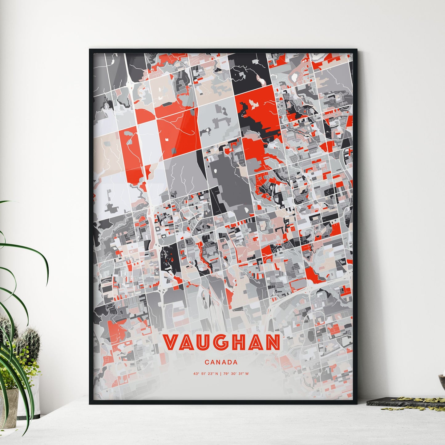 Colorful VAUGHAN CANADA Fine Art Map Modern