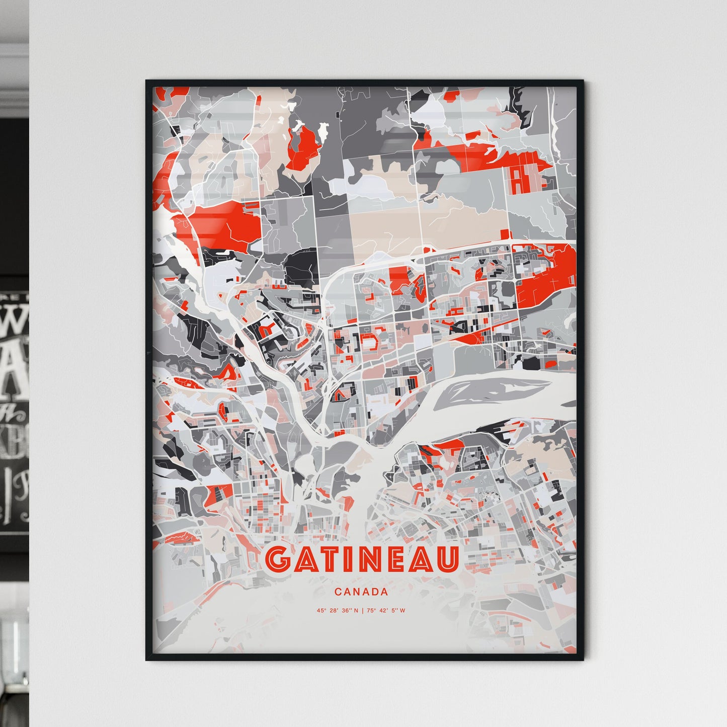 Colorful GATINEAU CANADA Fine Art Map Modern