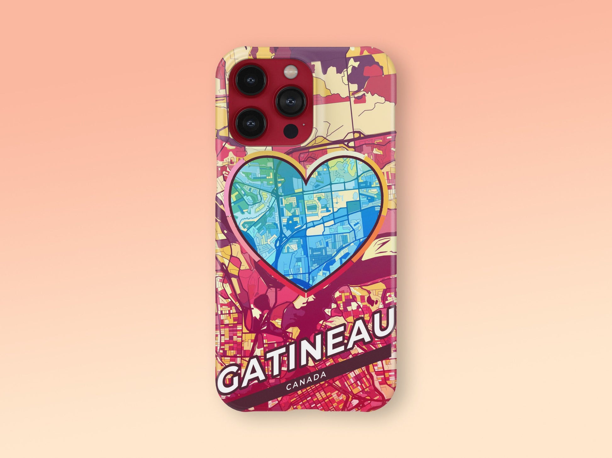 Gatineau Canada slim phone case with colorful icon. Birthday, wedding or housewarming gift. Couple match cases. 2