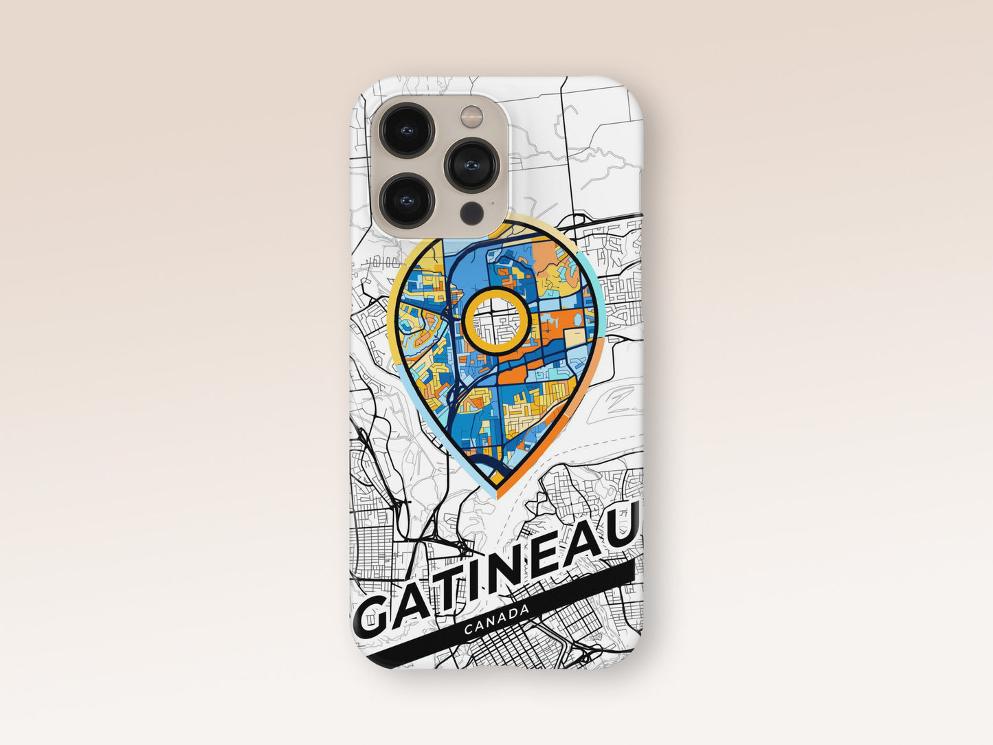 Gatineau Canada slim phone case with colorful icon. Birthday, wedding or housewarming gift. Couple match cases. 1