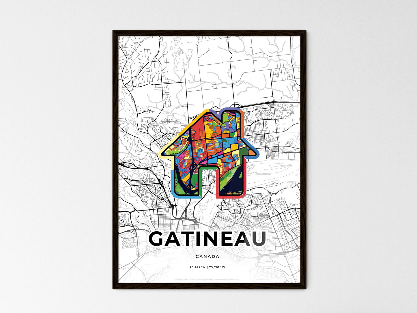 Gatineau Canada wedding art map with home icon