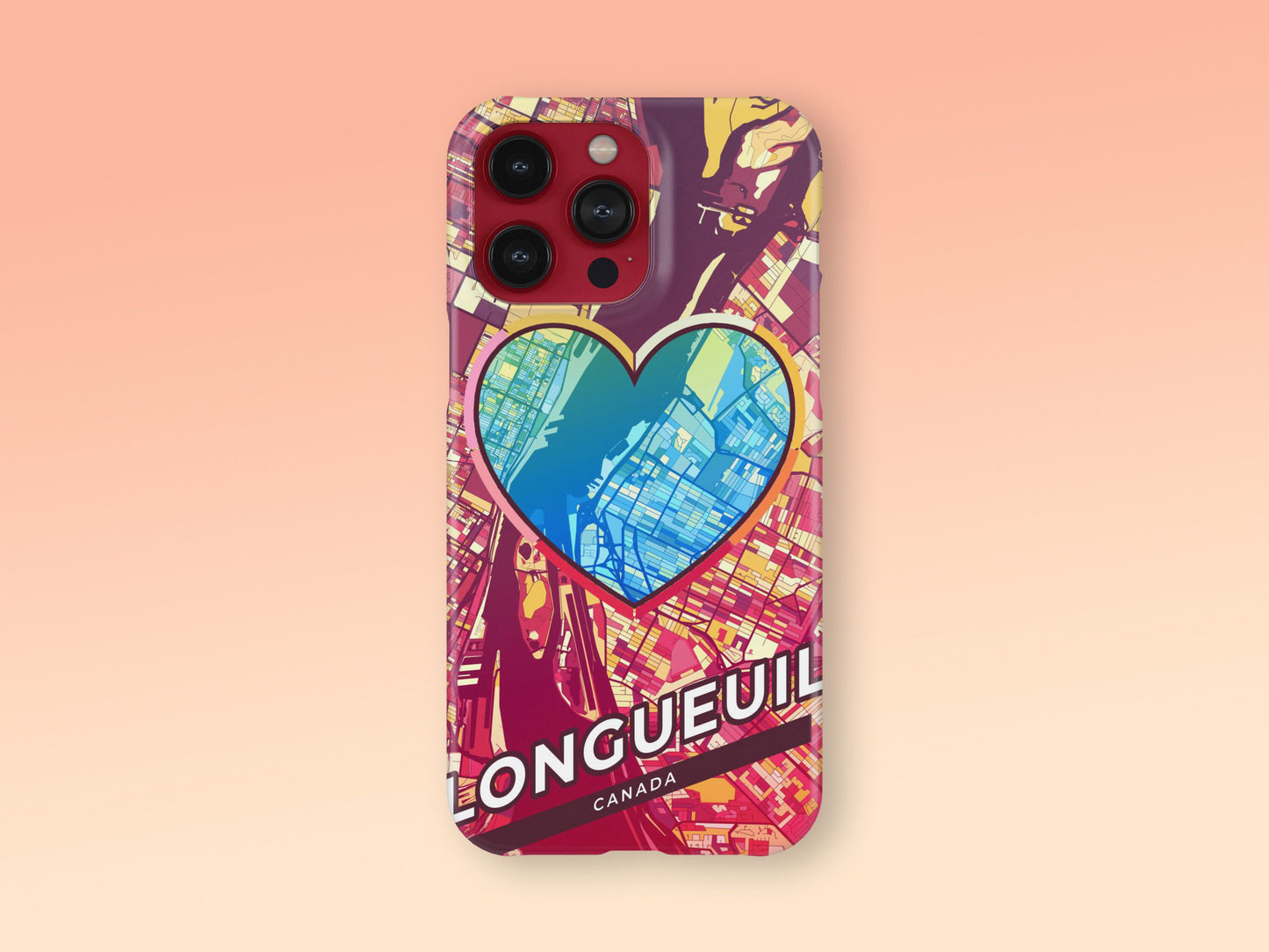 Longueuil Canada slim phone case with colorful icon. Birthday, wedding or housewarming gift. Couple match cases. 2