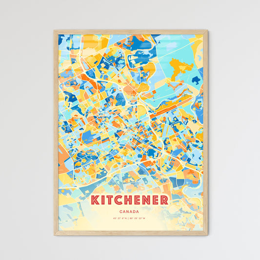 Colorful Kitchener Canada Fine Art Map Blue Orange