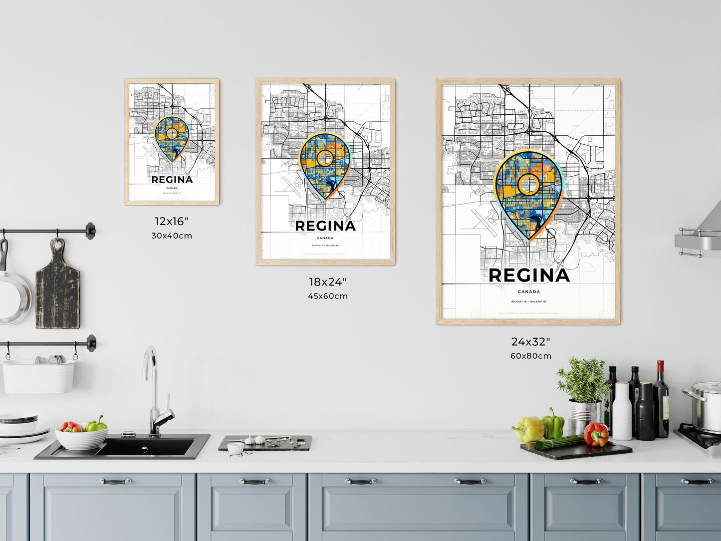 Regina Canada art map size chart