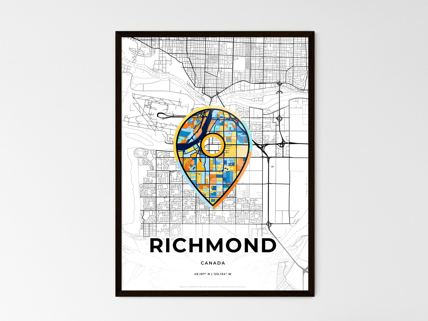 RICHMOND CANADA minimal art map with a colorful icon. Style 1