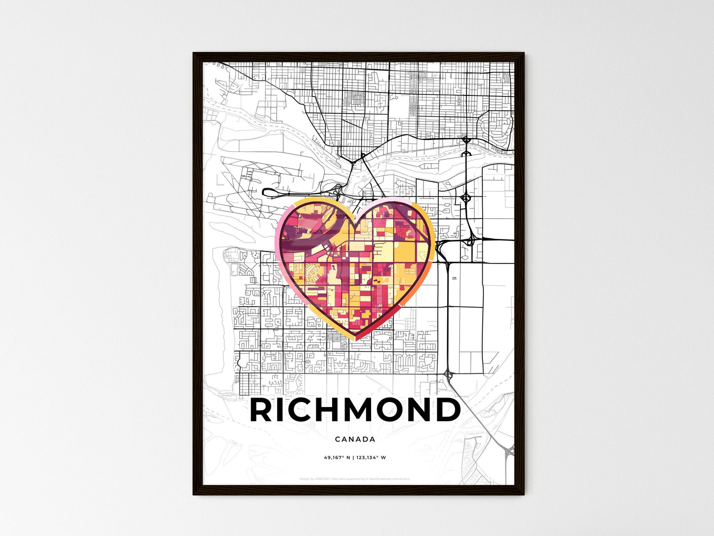 RICHMOND CANADA minimal art map with a colorful icon. Style 2