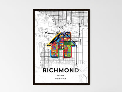 RICHMOND CANADA minimal art map with a colorful icon. Style 3